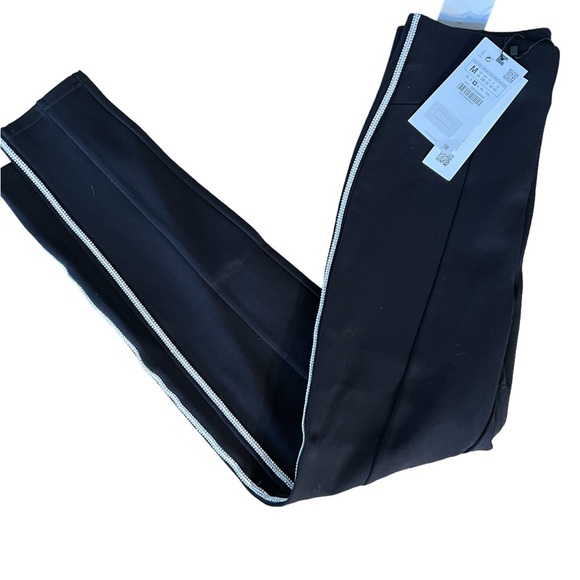 NWT Zara Stretch Leggings - Black - Rhinestone Side Edging - Inseam 27 - Picture 3 of 10
